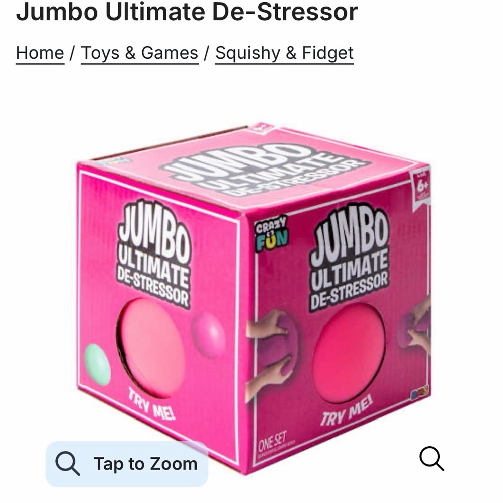 Jumbo Ultimate De-Stressor Squishy Ball - Pink